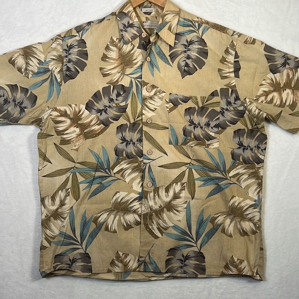 Natural issue Vintage Hawaiian short casual sleeve Button up Shirt - Mens Medium